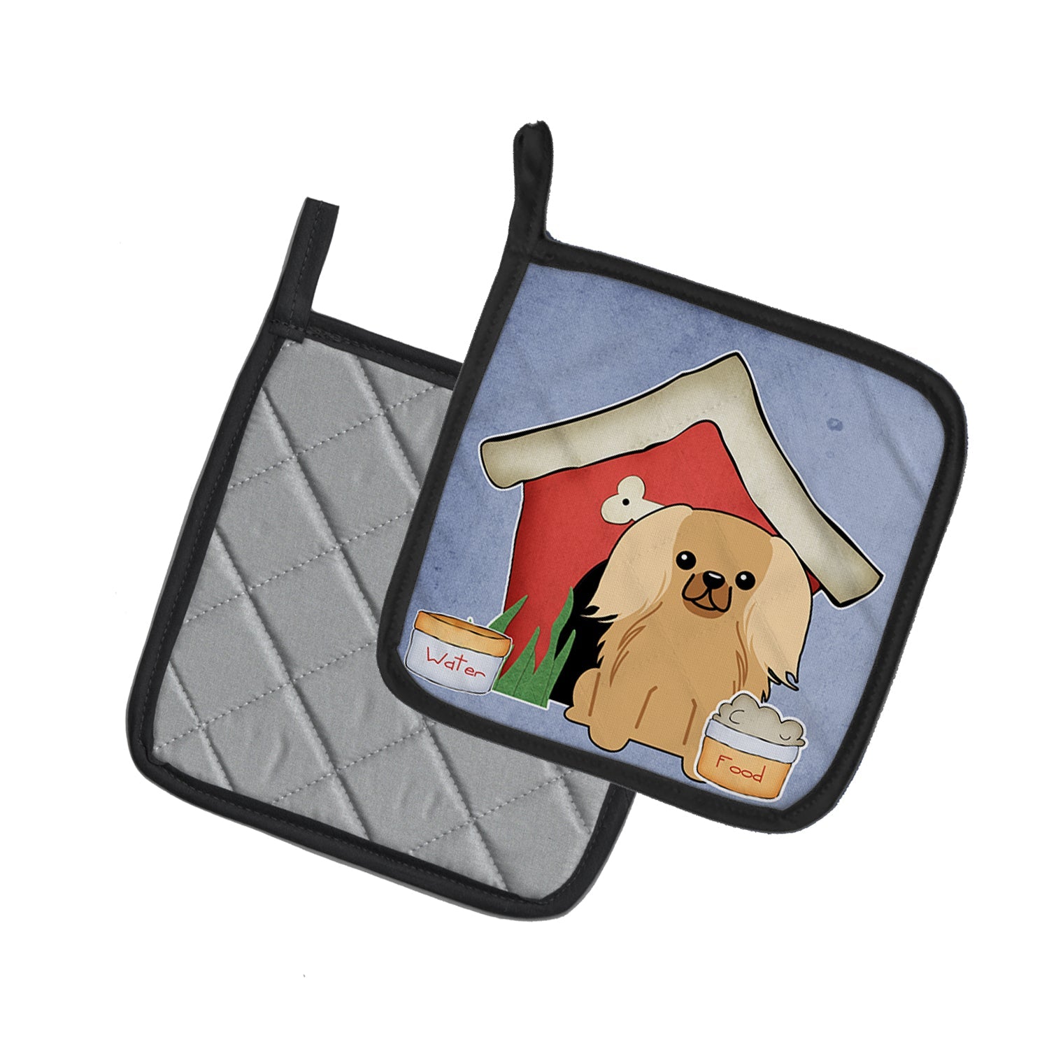 Dog House Collection Pekingese Fawn Sable Pot Holder Set of 2 Heat Resistant Quilted Hot Pads 7.5 x 7.5 Inch, Insulated Kitchen Trivets for Cooking & Baking