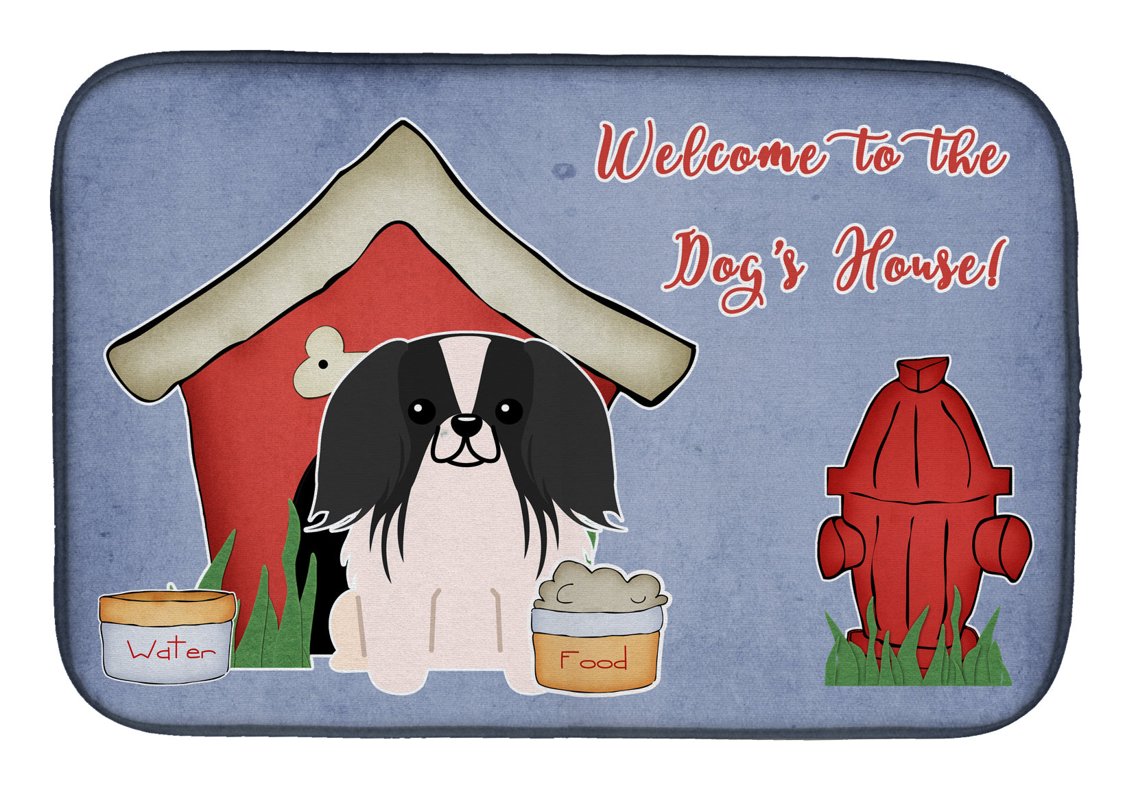 Dog House Collection Pekingese Black White Dish Drying Mat Absorbent Dish Drying Mat Pad for Kitchen Counter Dish Drainer Mat for Countertop, 14 x 21", Multicolor