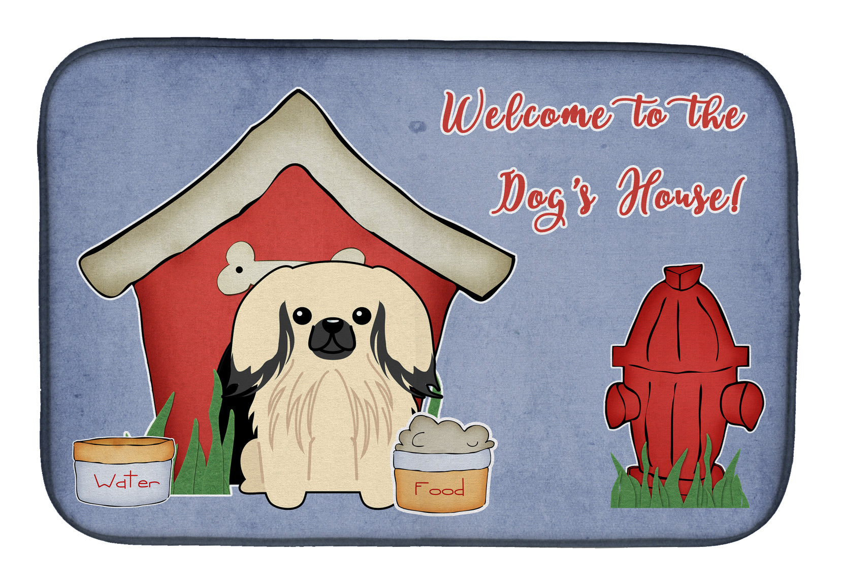 Dog House Collection Pekingese Cream Dish Drying Mat Absorbent Dish Drying Mat Pad for Kitchen Counter Dish Drainer Mat for Countertop, 14 x 21", Multicolor