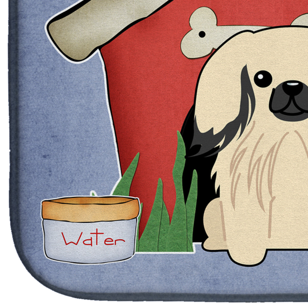 Dog House Collection Pekingese Cream Dish Drying Mat Absorbent Dish Drying Mat Pad for Kitchen Counter Dish Drainer Mat for Countertop, 14 x 21", Multicolor