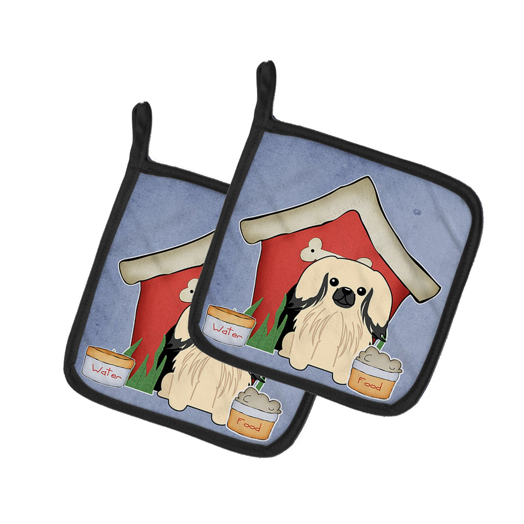 Dog House Collection Pekingese Cream Pot Holder Set of 2 Heat Resistant Quilted Hot Pads 7.5 x 7.5 Inch, Insulated Kitchen Trivets for Cooking & Baking