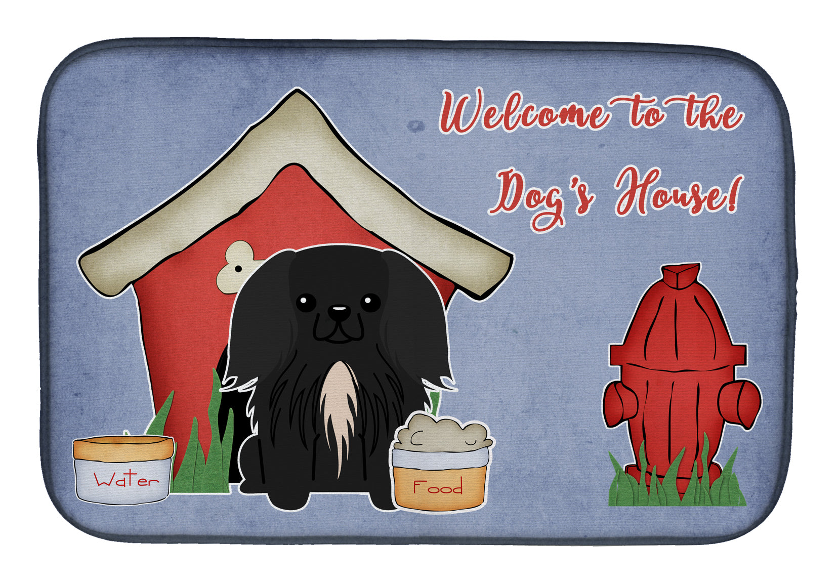 Dog House Collection Pekingese Black Dish Drying Mat Absorbent Dish Drying Mat Pad for Kitchen Counter Dish Drainer Mat for Countertop, 14 x 21", Multicolor