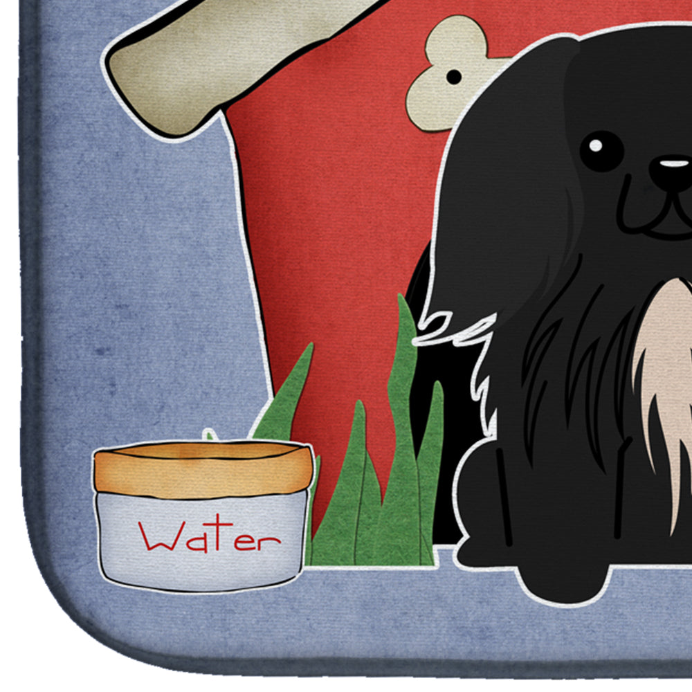 Dog House Collection Pekingese Black Dish Drying Mat Absorbent Dish Drying Mat Pad for Kitchen Counter Dish Drainer Mat for Countertop, 14 x 21", Multicolor