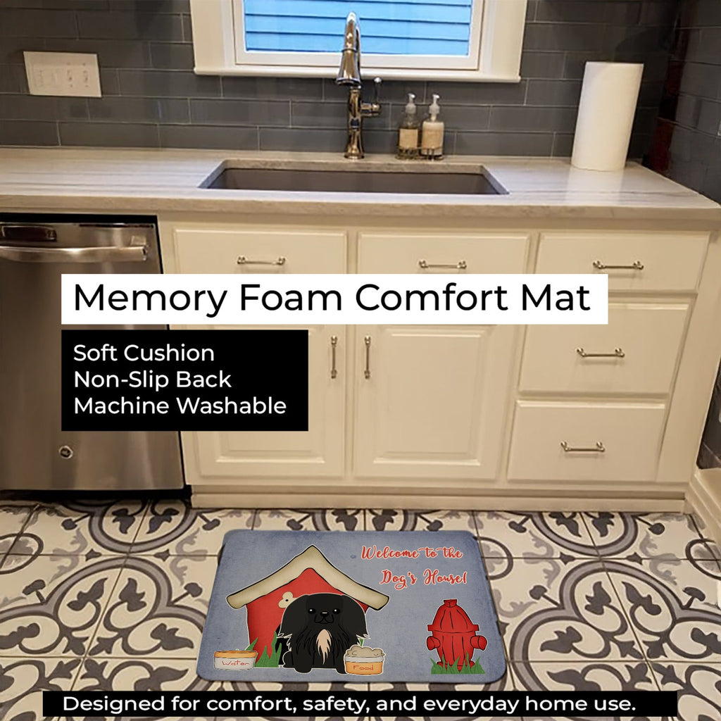 Dog House Collection Pekingese Black Memory Foam Kitchen Mat Machine Washable Anti-Fatigue Cushion Comfort Bath or Kitchen Rug