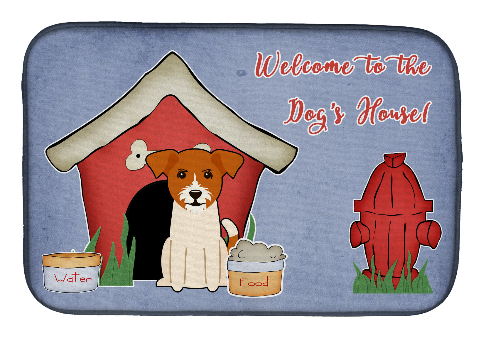 Dog House Collection Jack Russell Terrier Dish Drying Mat Absorbent Dish Drying Mat Pad for Kitchen Counter Dish Drainer Mat for Countertop, 14 x 21", Multicolor