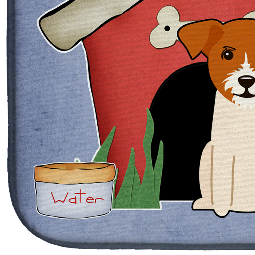 Dog House Collection Jack Russell Terrier Dish Drying Mat Absorbent Dish Drying Mat Pad for Kitchen Counter Dish Drainer Mat for Countertop, 14 x 21", Multicolor