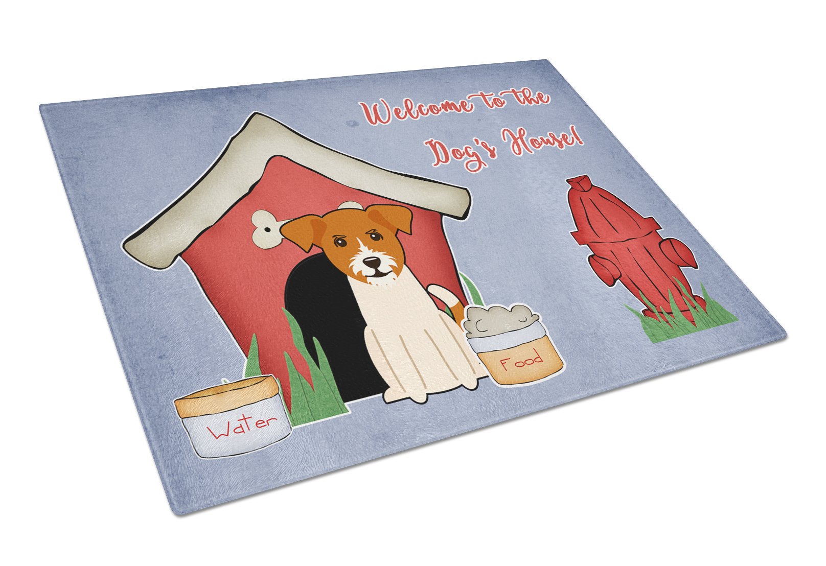 Dog House Collection Jack Russell Terrier Cutting Board Tempered Glass Kitchen Cutting Surface, Heat Resistant Chopping, Non-Slip Feet, Food Prep & Serving