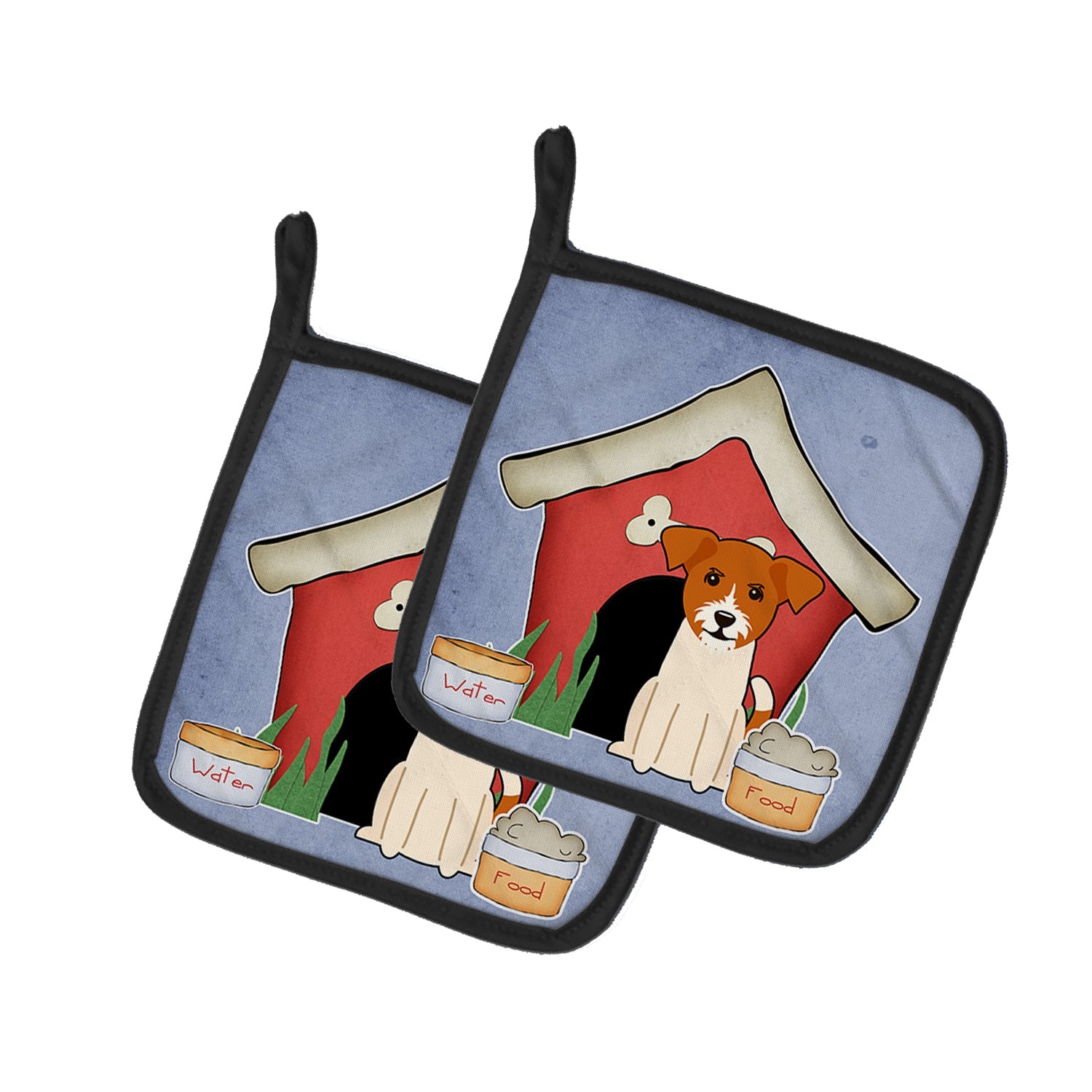 Dog House Collection Jack Russell Terrier Pot Holder Set of 2 Heat Resistant Quilted Hot Pads 7.5 x 7.5 Inch, Insulated Kitchen Trivets for Cooking & Baking