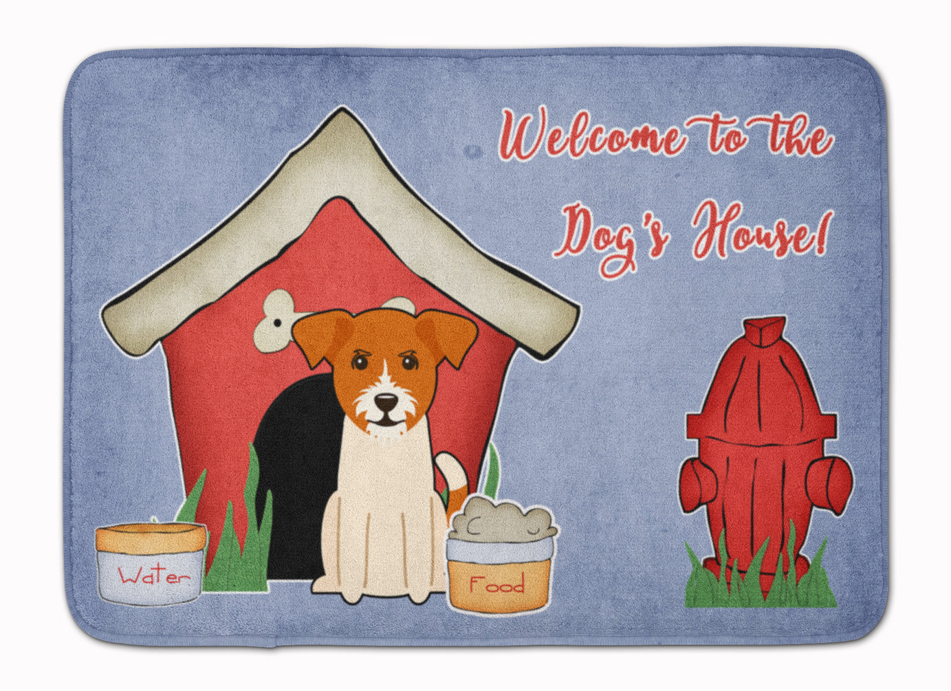 Dog House Collection Jack Russell Terrier Memory Foam Kitchen Mat Machine Washable Anti-Fatigue Cushion Comfort Bath or Kitchen Rug