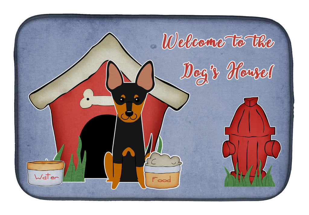 Dog House Collection English Toy Terrier Dish Drying Mat Absorbent Dish Drying Mat Pad for Kitchen Counter Dish Drainer Mat for Countertop, 14 x 21", Multicolor