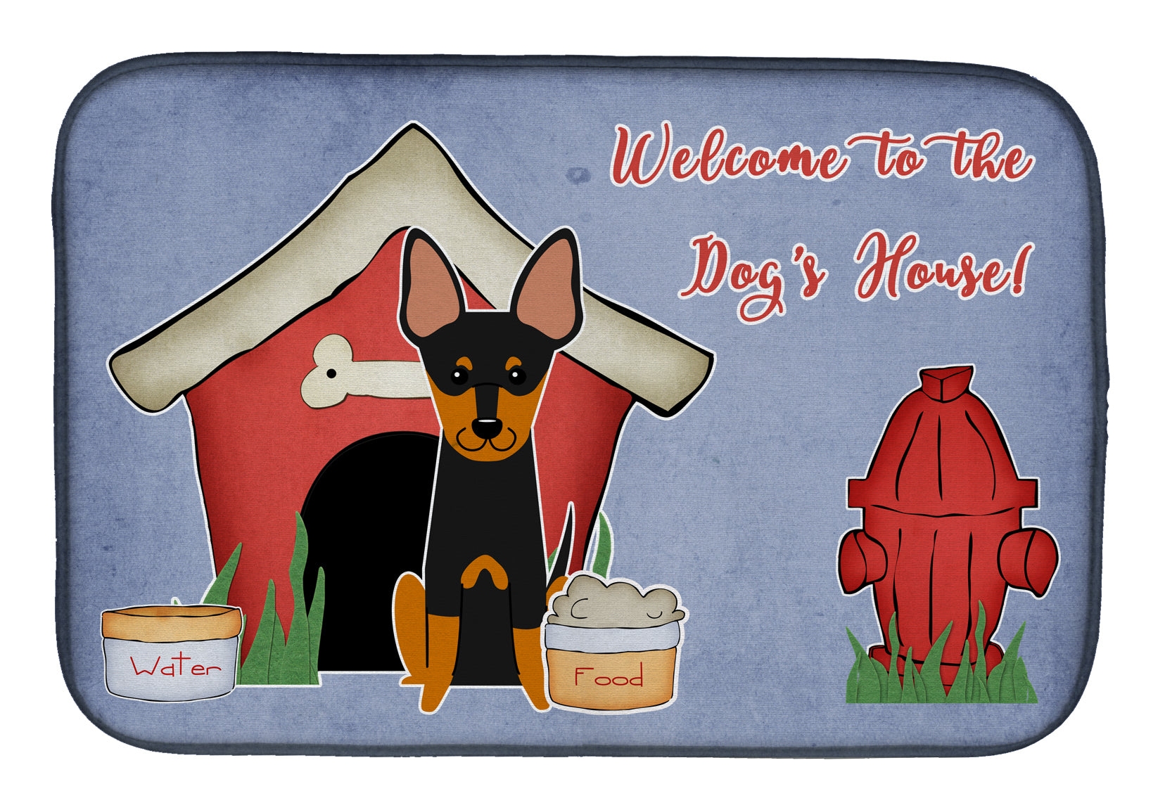 Dog House Collection English Toy Terrier Dish Drying Mat Absorbent Dish Drying Mat Pad for Kitchen Counter Dish Drainer Mat for Countertop, 14 x 21", Multicolor
