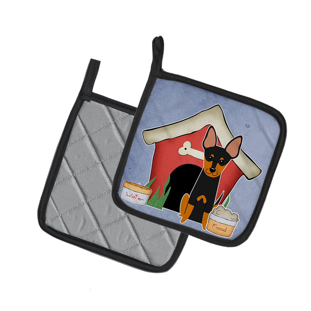 Dog House Collection English Toy Terrier Pot Holder Set of 2 Heat Resistant Quilted Hot Pads 7.5 x 7.5 Inch, Insulated Kitchen Trivets for Cooking & Baking