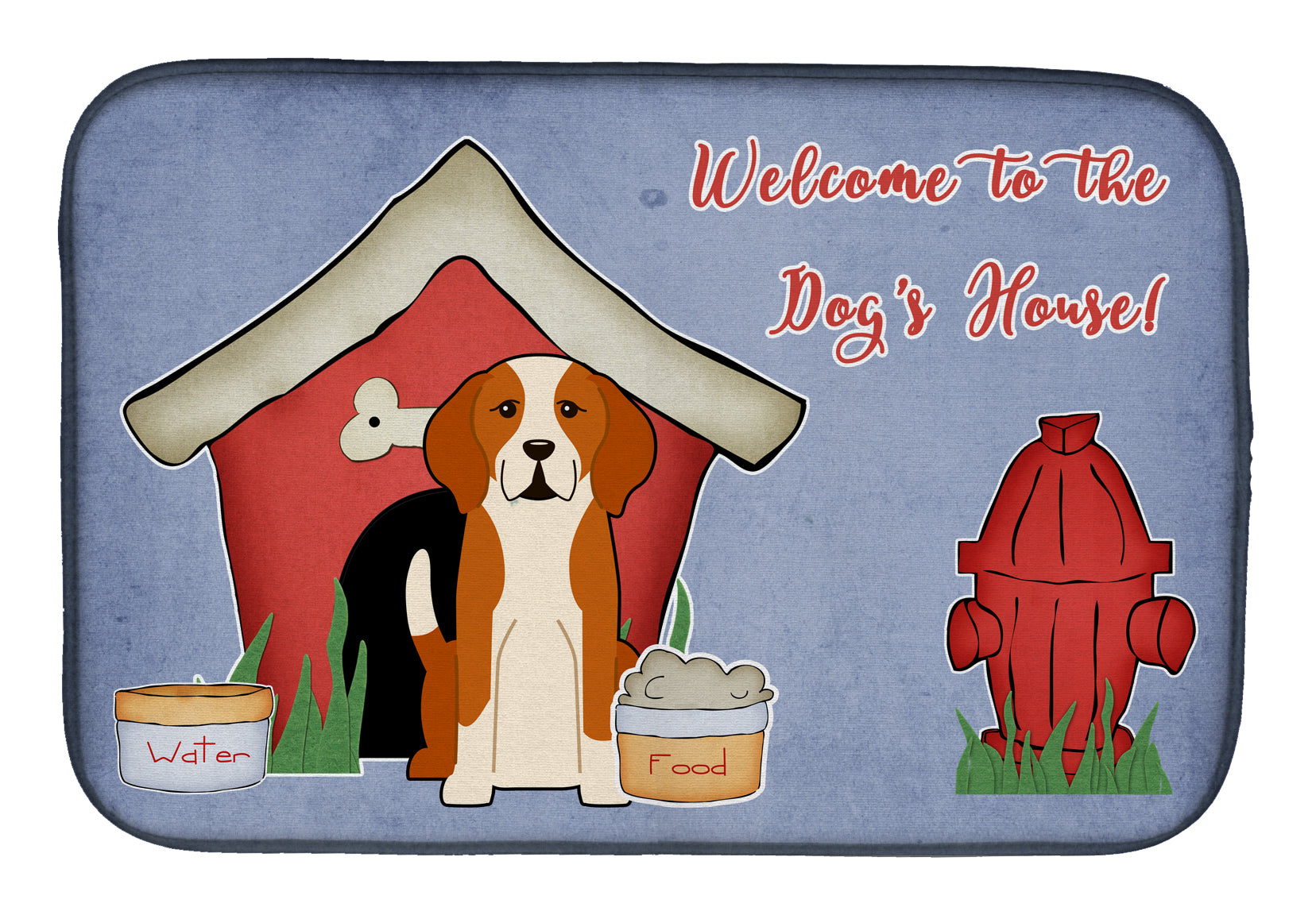 Dog House Collection English Foxhound Dish Drying Mat Absorbent Dish Drying Mat Pad for Kitchen Counter Dish Drainer Mat for Countertop, 14 x 21", Multicolor