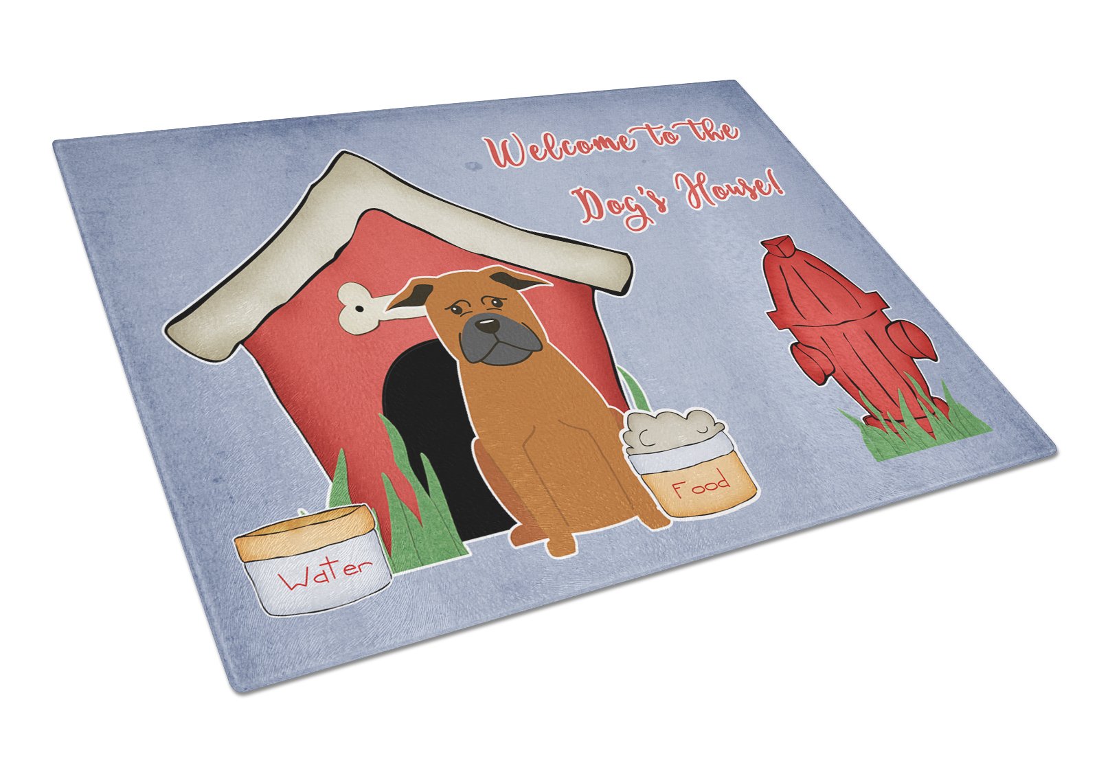 Dog House Collection Chinese Chongqing Dog Cutting Board Tempered Glass Kitchen Cutting Surface, Heat Resistant Chopping, Non-Slip Feet, Food Prep & Serving