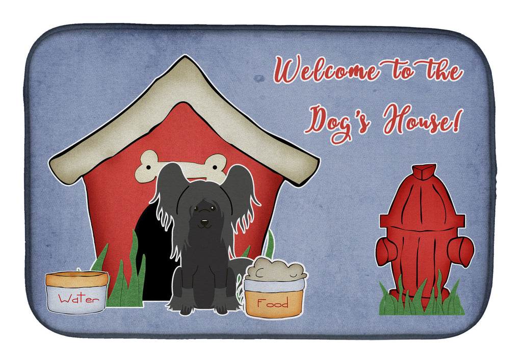 Dog House Collection Chinese Crested Black Dish Drying Mat Absorbent Dish Drying Mat Pad for Kitchen Counter Dish Drainer Mat for Countertop, 14 x 21", Multicolor