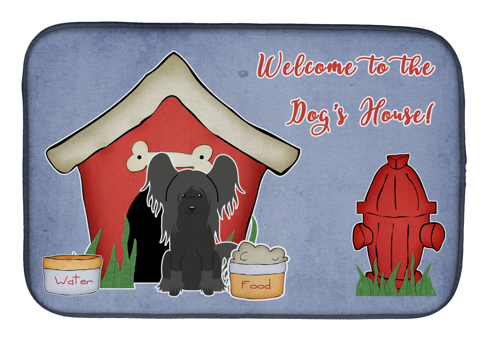 Dog House Collection Chinese Crested Black Dish Drying Mat Absorbent Dish Drying Mat Pad for Kitchen Counter Dish Drainer Mat for Countertop, 14 x 21", Multicolor