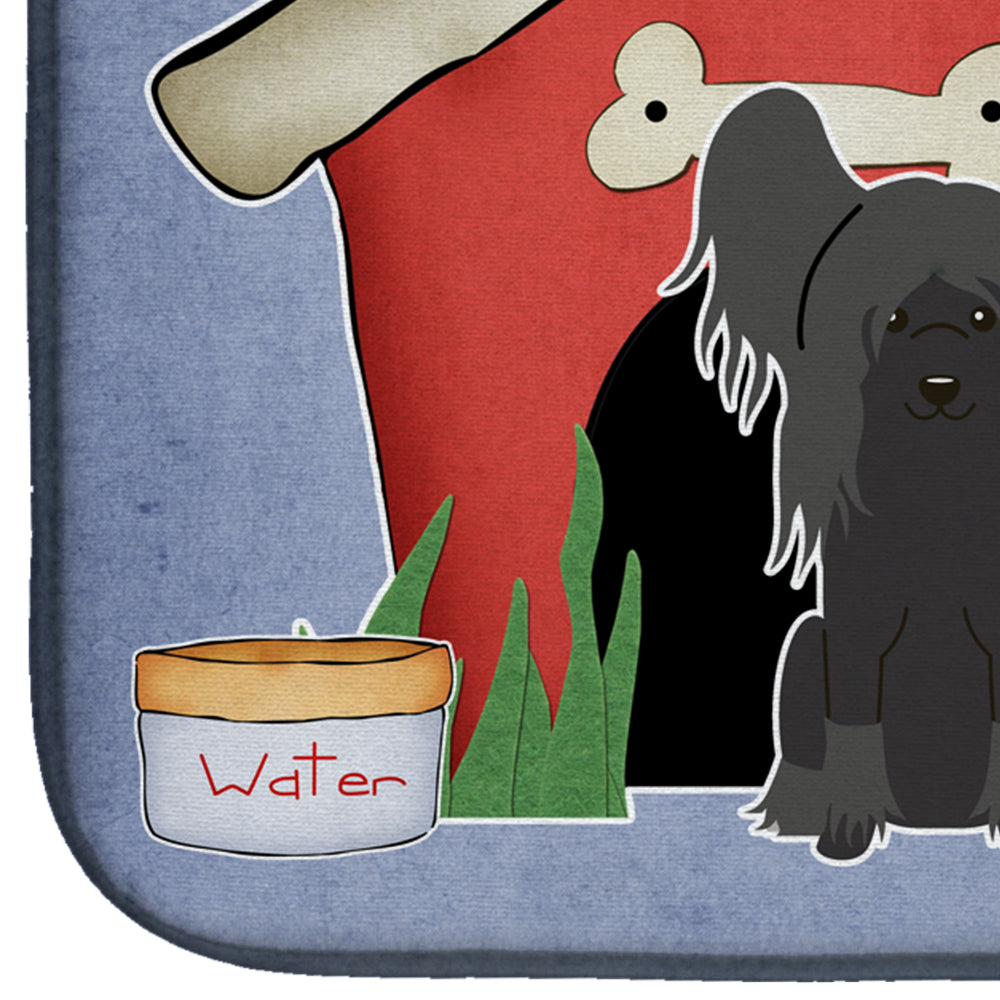 Dog House Collection Chinese Crested Black Dish Drying Mat Absorbent Dish Drying Mat Pad for Kitchen Counter Dish Drainer Mat for Countertop, 14 x 21", Multicolor