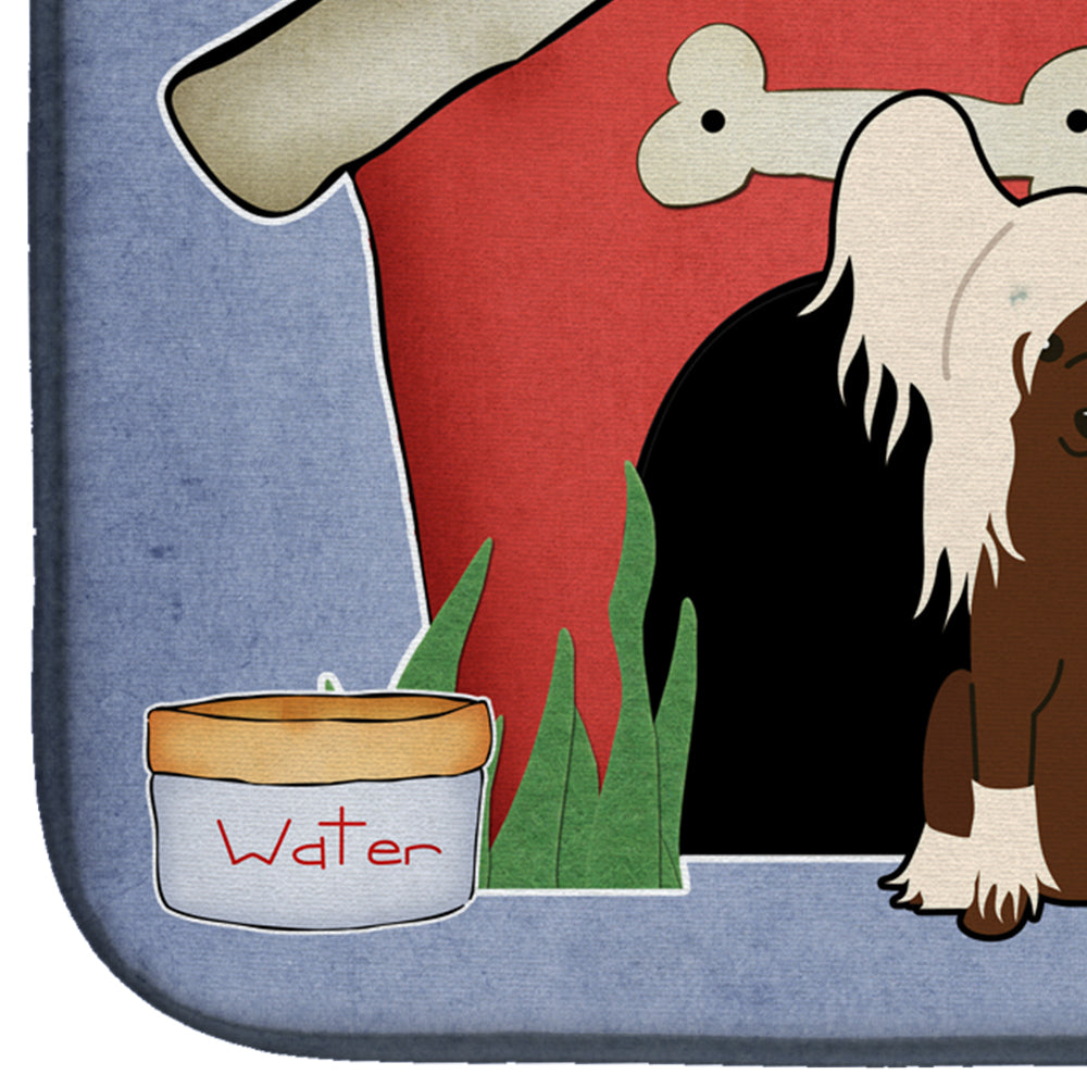 Dog House Collection Chinese Crested Cream Dish Drying Mat Absorbent Dish Drying Mat Pad for Kitchen Counter Dish Drainer Mat for Countertop, 14 x 21", Multicolor
