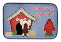 Dog House Collection Chinese Crested Cream Dish Drying Mat Absorbent Dish Drying Mat Pad for Kitchen Counter Dish Drainer Mat for Countertop, 14 x 21", Multicolor