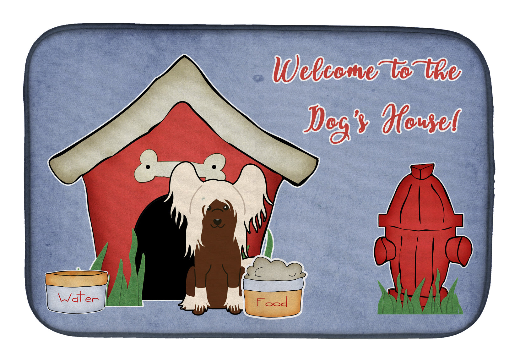 Dog House Collection Chinese Crested Cream Dish Drying Mat Absorbent Dish Drying Mat Pad for Kitchen Counter Dish Drainer Mat for Countertop, 14 x 21", Multicolor