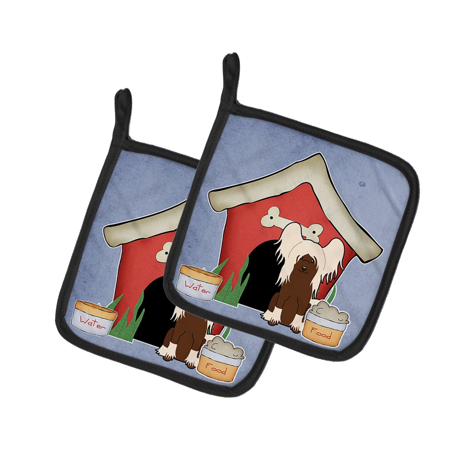 Dog House Collection Chinese Crested Cream Pot Holder Set of 2 Heat Resistant Quilted Hot Pads 7.5 x 7.5 Inch, Insulated Kitchen Trivets for Cooking & Baking