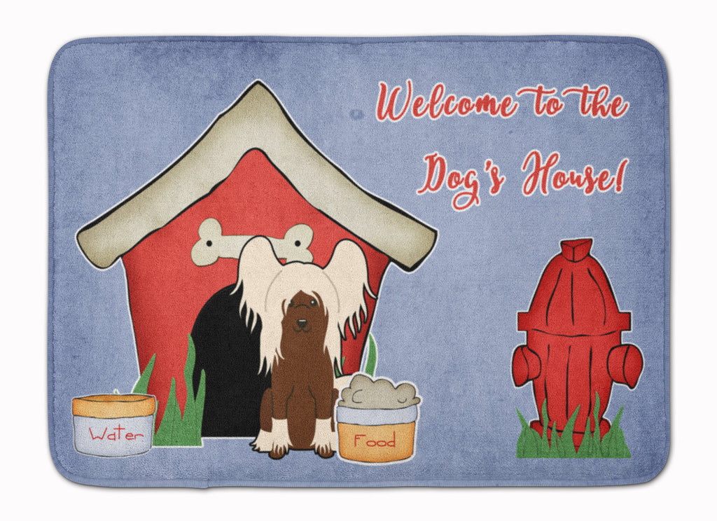 Dog House Collection Chinese Crested Cream Memory Foam Kitchen Mat Machine Washable Anti-Fatigue Cushion Comfort Bath or Kitchen Rug