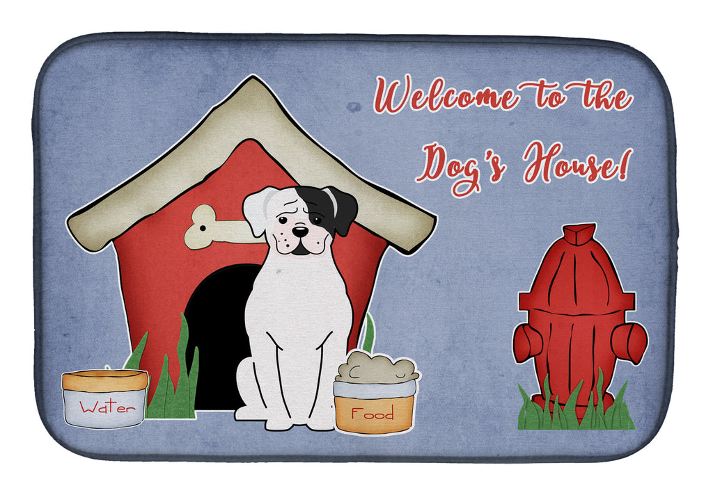Dog House Collection White Boxer Cooper Dish Drying Mat Absorbent Dish Drying Mat Pad for Kitchen Counter Dish Drainer Mat for Countertop, 14 x 21", Multicolor