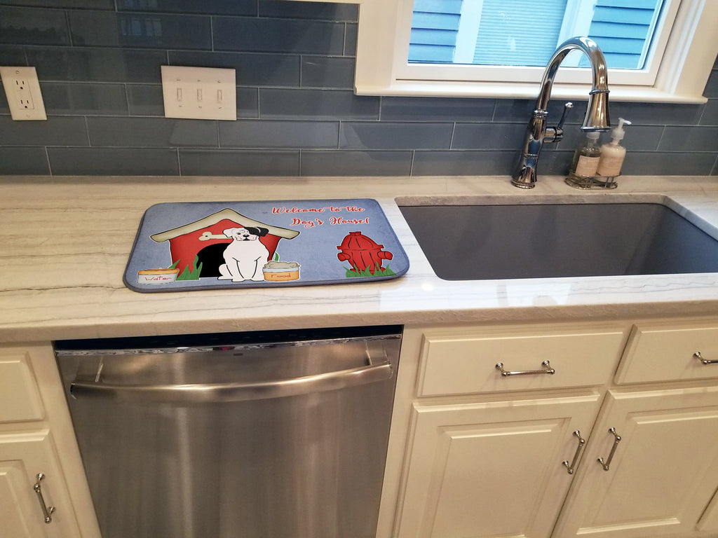 Dog House Collection White Boxer Cooper Dish Drying Mat Absorbent Dish Drying Mat Pad for Kitchen Counter Dish Drainer Mat for Countertop, 14 x 21", Multicolor