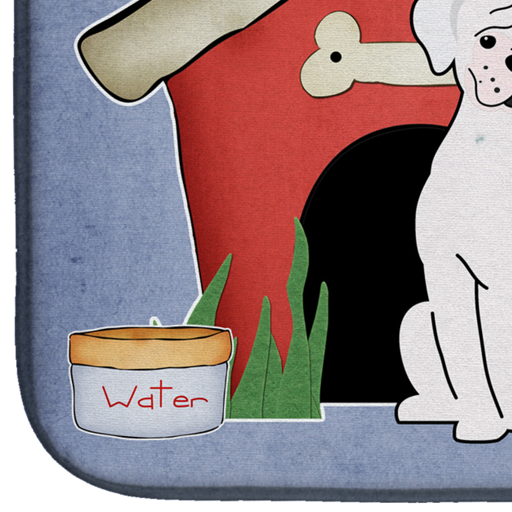 Dog House Collection White Boxer Cooper Dish Drying Mat Absorbent Dish Drying Mat Pad for Kitchen Counter Dish Drainer Mat for Countertop, 14 x 21", Multicolor
