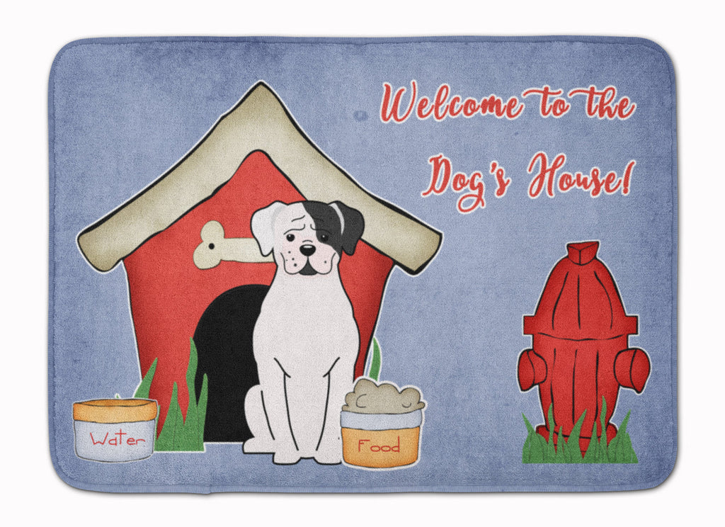 Dog House Collection White Boxer Cooper Memory Foam Kitchen Mat Machine Washable Anti-Fatigue Cushion Comfort Bath or Kitchen Rug