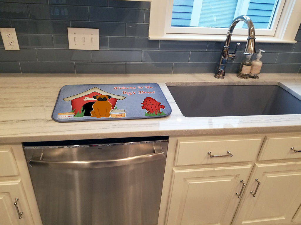 Dog House Collection Fawn Boxer Dish Drying Mat Absorbent Dish Drying Mat Pad for Kitchen Counter Dish Drainer Mat for Countertop, 14 x 21", Multicolor