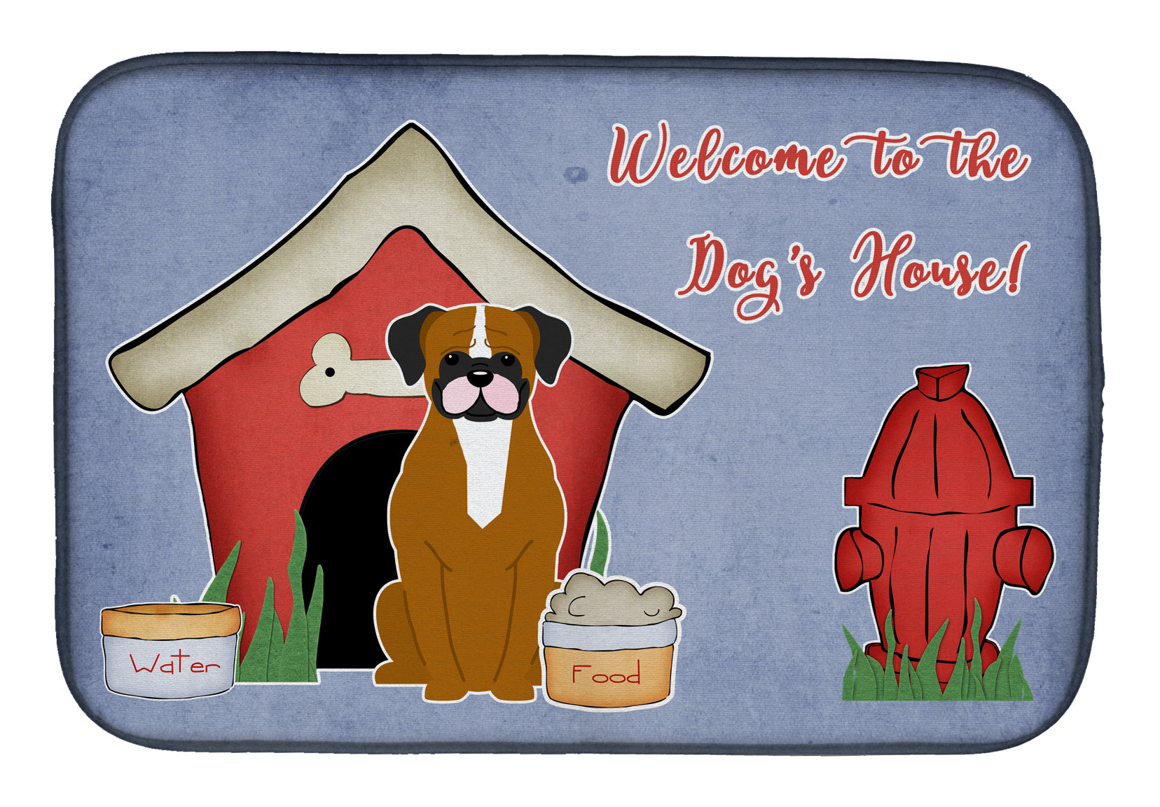 Dog House Collection Flashy Fawn Boxer Dish Drying Mat Absorbent Dish Drying Mat Pad for Kitchen Counter Dish Drainer Mat for Countertop, 14 x 21", Multicolor