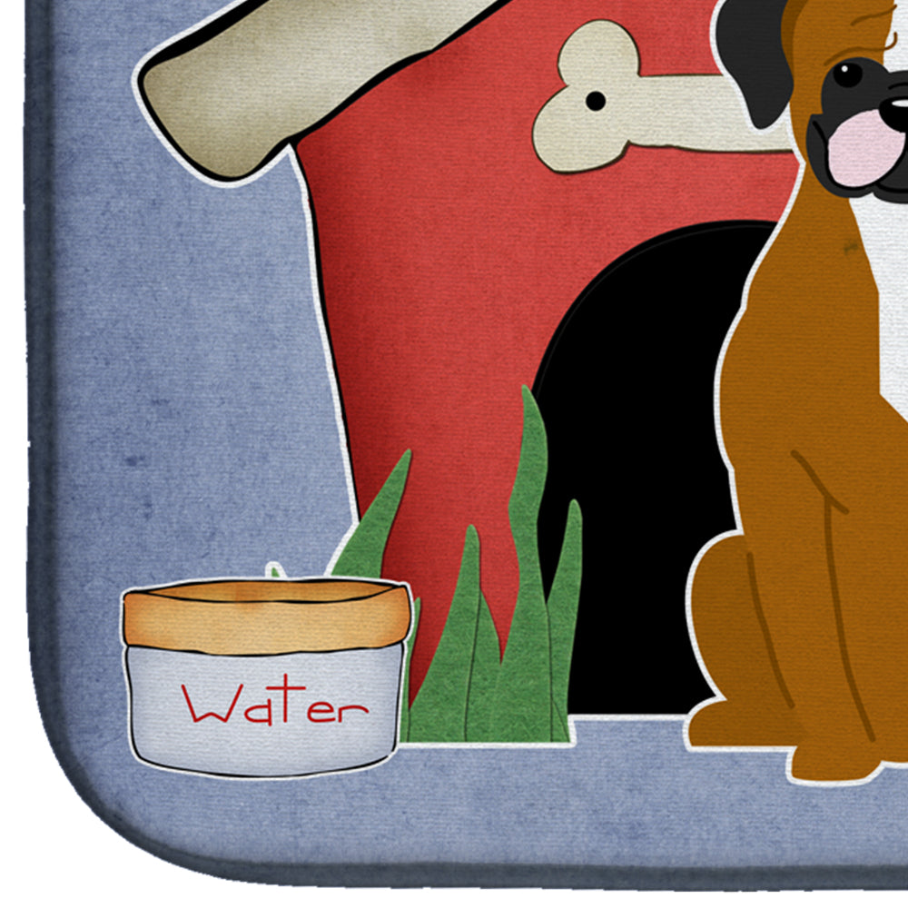 Dog House Collection Flashy Fawn Boxer Dish Drying Mat Absorbent Dish Drying Mat Pad for Kitchen Counter Dish Drainer Mat for Countertop, 14 x 21", Multicolor