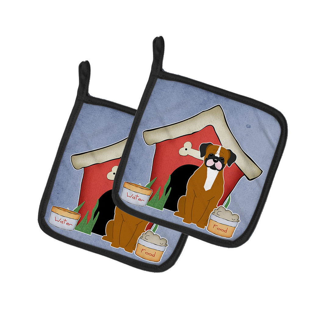 Dog House Collection Flashy Fawn Boxer Pot Holder Set of 2 Heat Resistant Quilted Hot Pads 7.5 x 7.5 Inch, Insulated Kitchen Trivets for Cooking & Baking