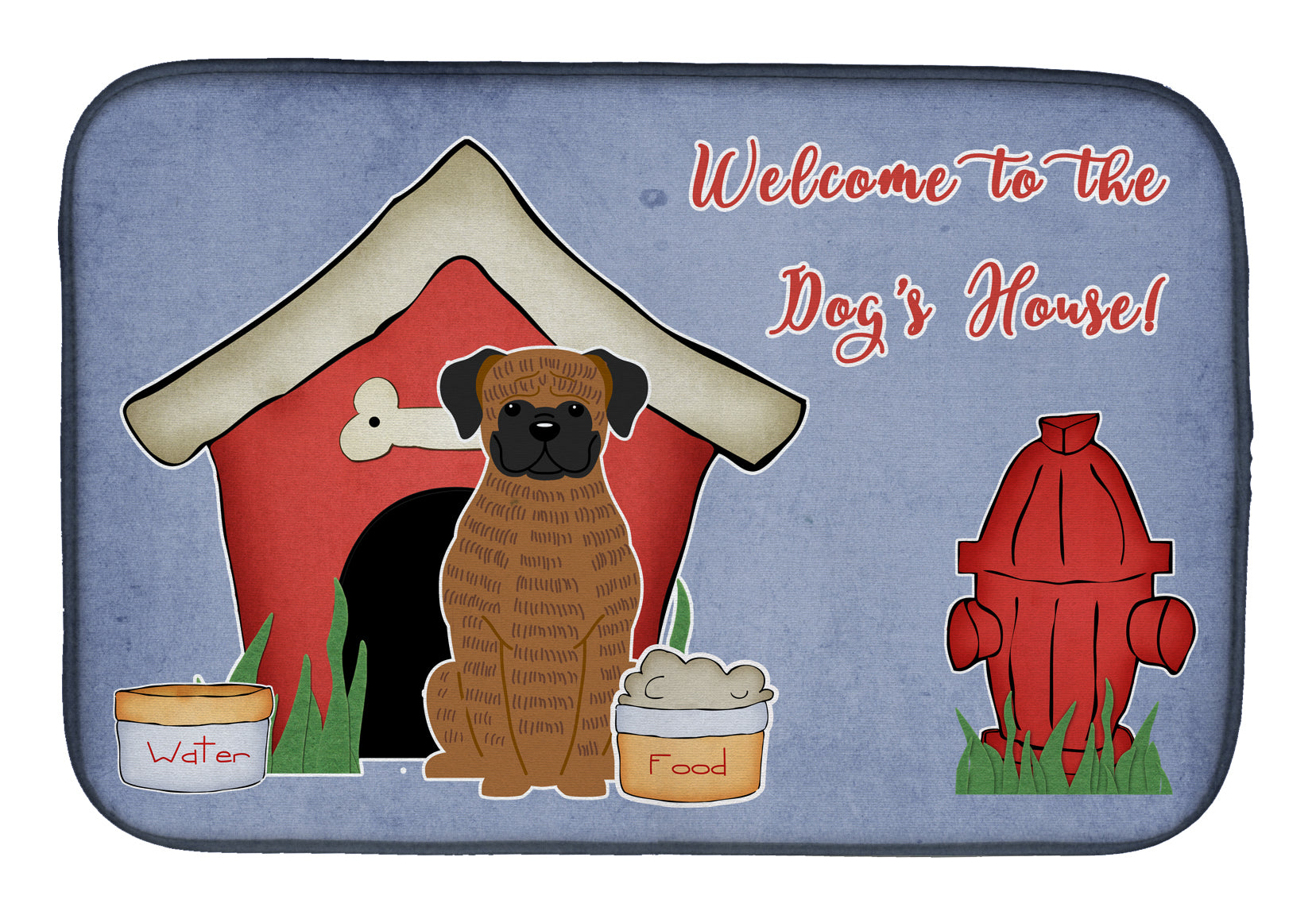 Dog House Collection Brindle Boxer Dish Drying Mat Absorbent Dish Drying Mat Pad for Kitchen Counter Dish Drainer Mat for Countertop, 14 x 21", Multicolor