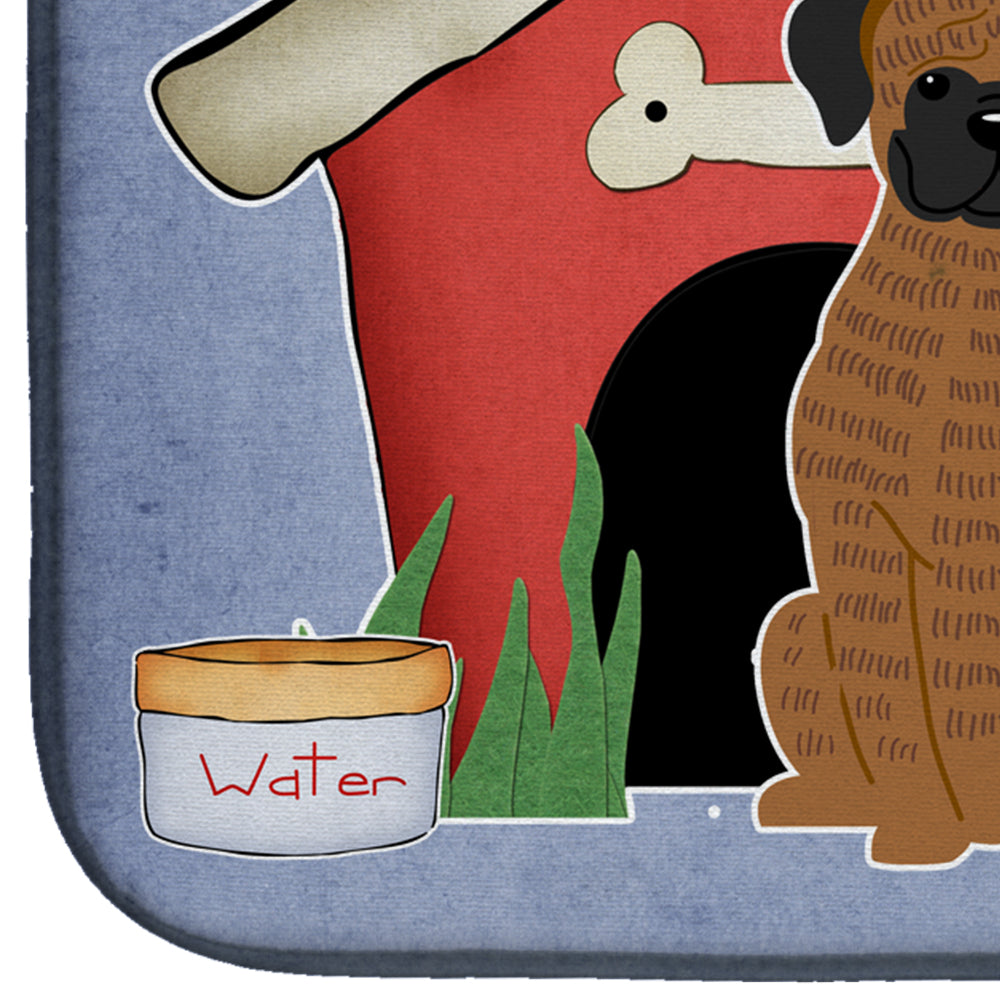 Dog House Collection Brindle Boxer Dish Drying Mat Absorbent Dish Drying Mat Pad for Kitchen Counter Dish Drainer Mat for Countertop, 14 x 21", Multicolor