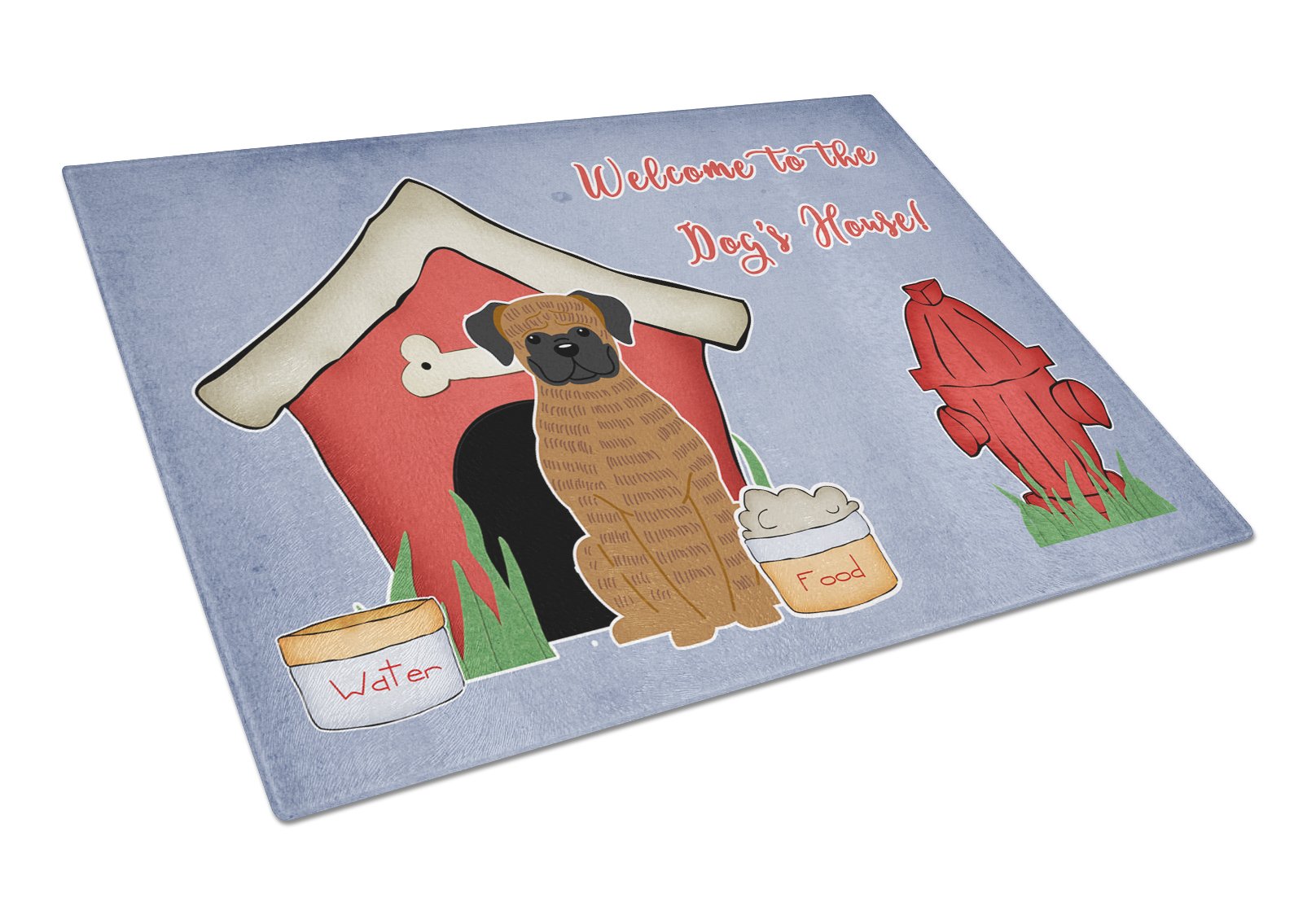 Dog House Collection Brindle Boxer Cutting Board Tempered Glass Kitchen Cutting Surface, Heat Resistant Chopping, Non-Slip Feet, Food Prep & Serving