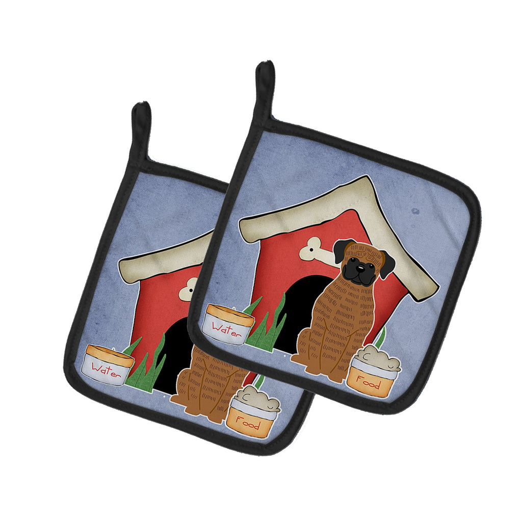 Dog House Collection Brindle Boxer Pot Holder Set of 2 Heat Resistant Quilted Hot Pads 7.5 x 7.5 Inch, Insulated Kitchen Trivets for Cooking & Baking