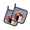 Dog House Collection Border Collie Black White Pot Holder Set of 2 Heat Resistant Quilted Hot Pads 7.5 x 7.5 Inch, Insulated Kitchen Trivets for Cooking & Baking