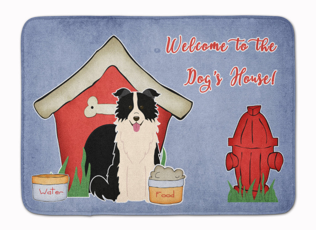 Dog House Collection Border Collie Black White Memory Foam Kitchen Mat Machine Washable Anti-Fatigue Cushion Comfort Bath or Kitchen Rug