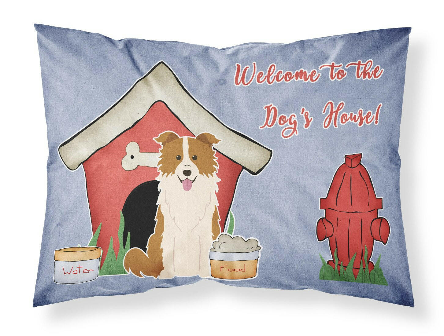 Dog House Collection Border Collie Red White Standard Pillowcase Lightweight Super Soft Easy Care Decorative Artwork Pillowcase, Standard