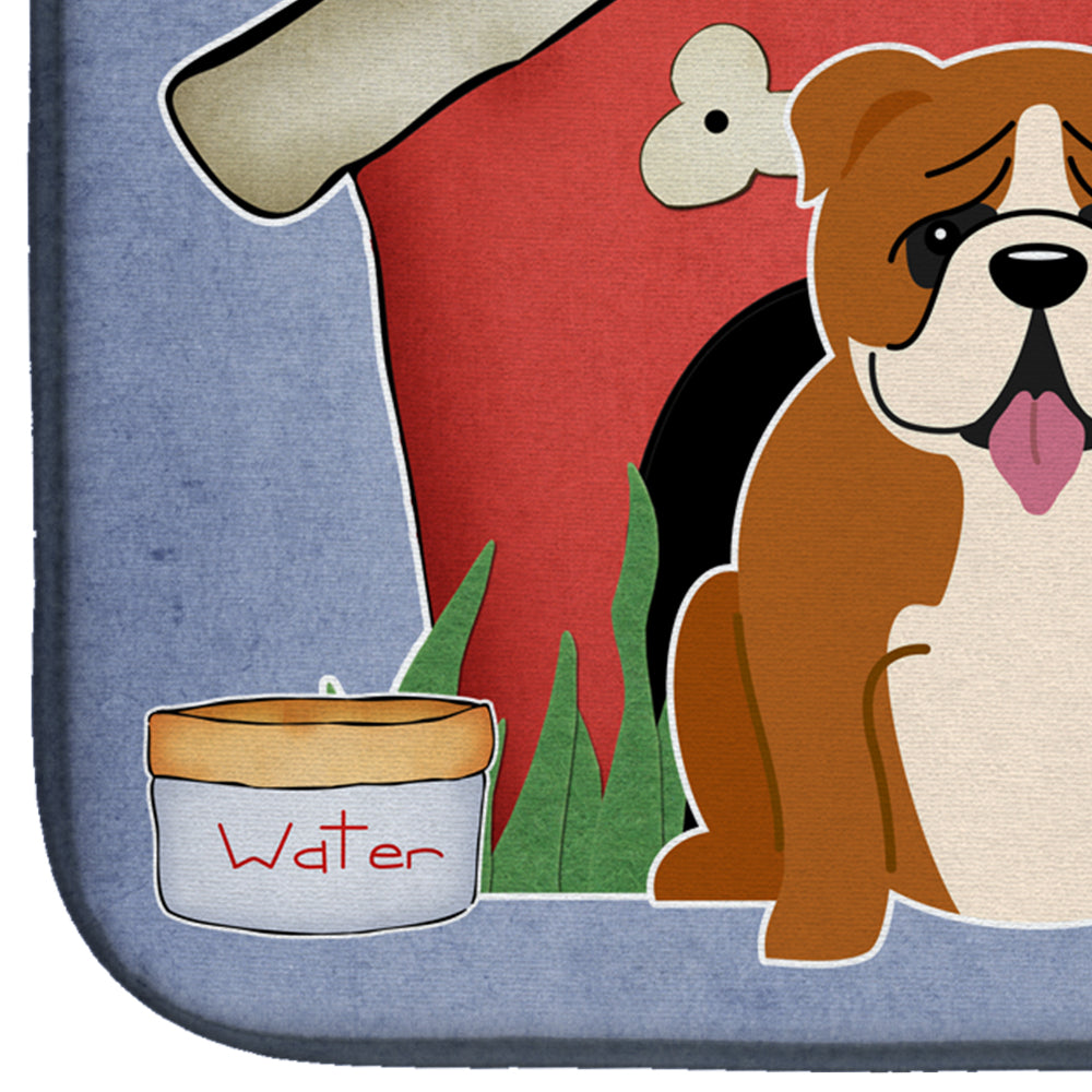Dog House Collection English Bulldog Red White Dish Drying Mat Absorbent Dish Drying Mat Pad for Kitchen Counter Dish Drainer Mat for Countertop, 14 x 21", Multicolor