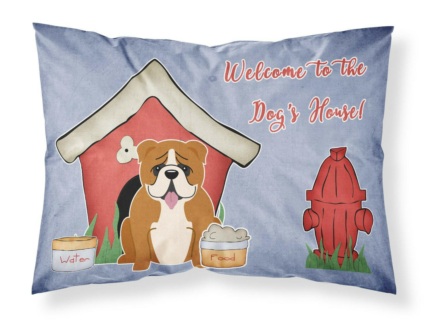 Dog House Collection English Bulldog Red White Standard Pillowcase Lightweight Super Soft Easy Care Decorative Artwork Pillowcase, Standard