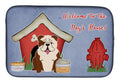 Dog House Collection English Bulldog Brindle White Dish Drying Mat Absorbent Dish Drying Mat Pad for Kitchen Counter Dish Drainer Mat for Countertop, 14 x 21", Multicolor