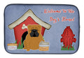Dog House Collection English Bulldog Red Dish Drying Mat Absorbent Dish Drying Mat Pad for Kitchen Counter Dish Drainer Mat for Countertop, 14 x 21", Multicolor