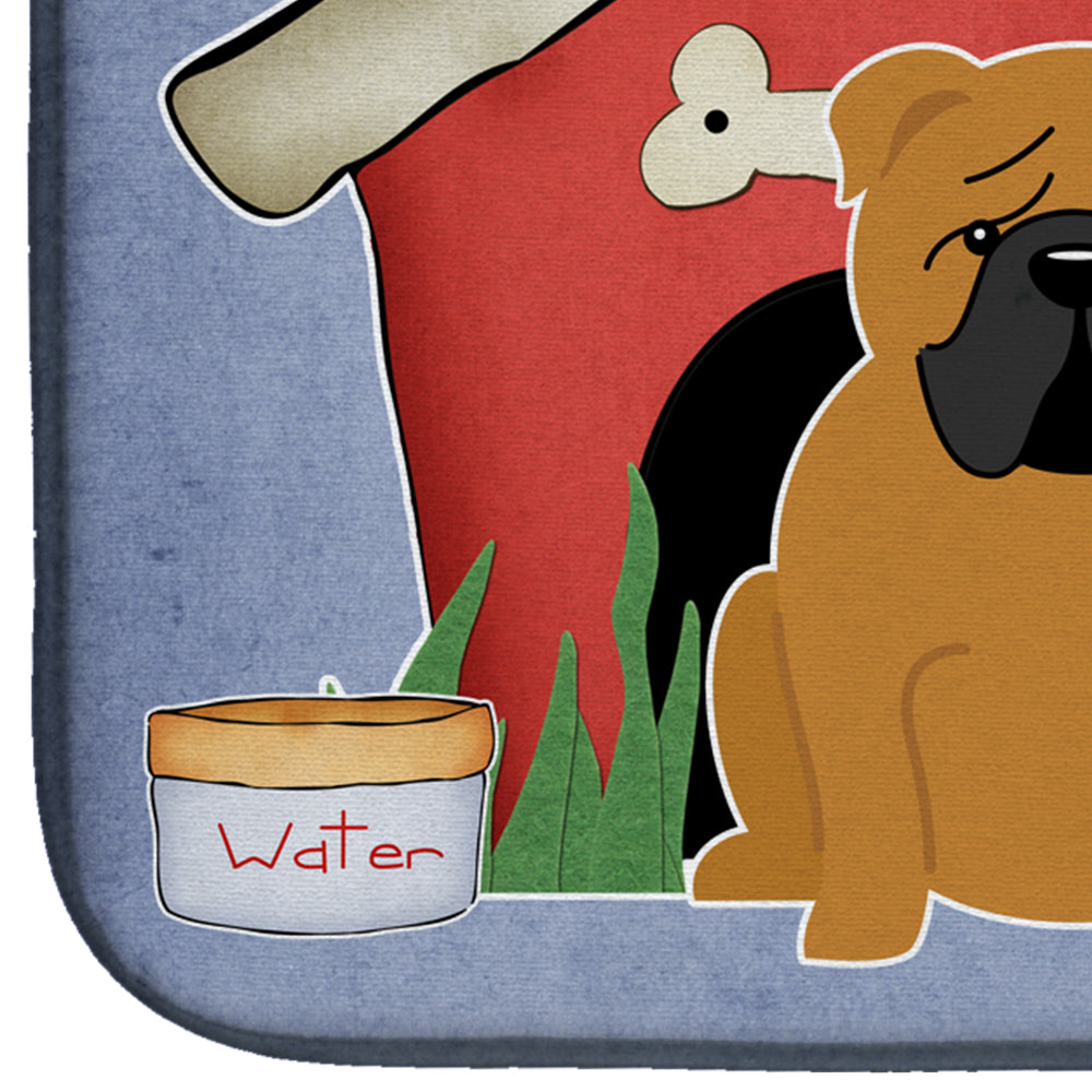 Dog House Collection English Bulldog Red Dish Drying Mat Absorbent Dish Drying Mat Pad for Kitchen Counter Dish Drainer Mat for Countertop, 14 x 21", Multicolor