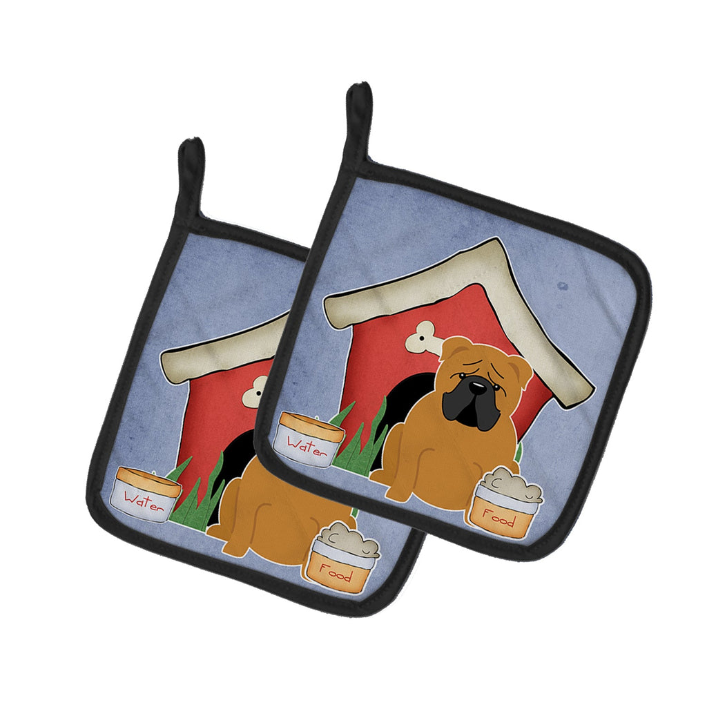 Dog House Collection English Bulldog Red Pot Holder Set of 2 Heat Resistant Quilted Hot Pads 7.5 x 7.5 Inch, Insulated Kitchen Trivets for Cooking & Baking