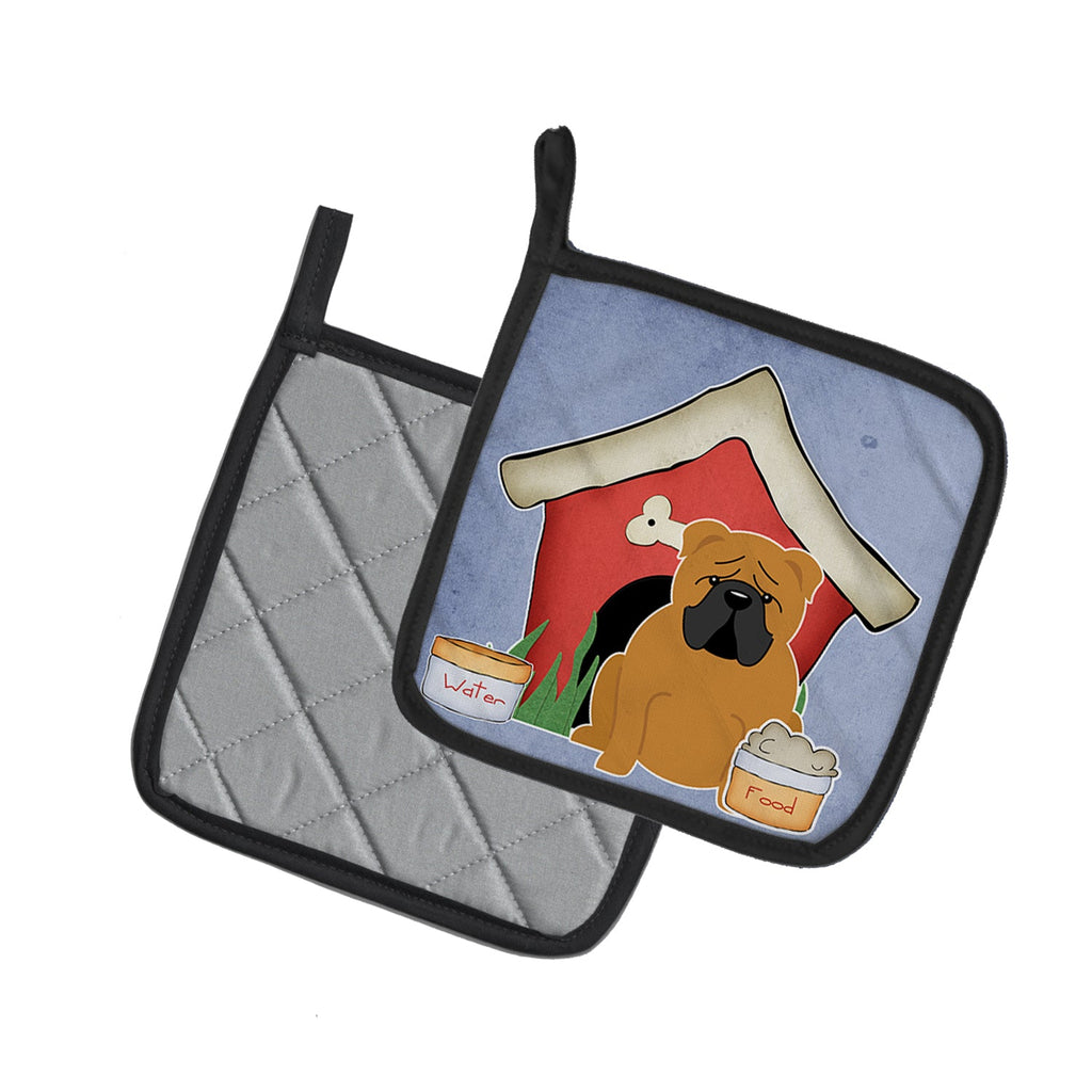 Dog House Collection English Bulldog Red Pot Holder Set of 2 Heat Resistant Quilted Hot Pads 7.5 x 7.5 Inch, Insulated Kitchen Trivets for Cooking & Baking
