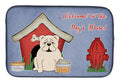 Dog House Collection English Bulldog White Dish Drying Mat Absorbent Dish Drying Mat Pad for Kitchen Counter Dish Drainer Mat for Countertop, 14 x 21", Multicolor