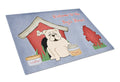Dog House Collection English Bulldog White Cutting Board Tempered Glass Kitchen Cutting Surface, Heat Resistant Chopping, Non-Slip Feet, Food Prep & Serving